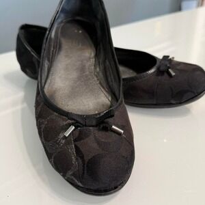 Coach Black Flats with Bow Detail